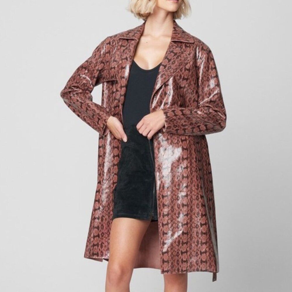 NEW Blank NYC Sneak Attack Faux Snakeskin Trench Coat Size XS